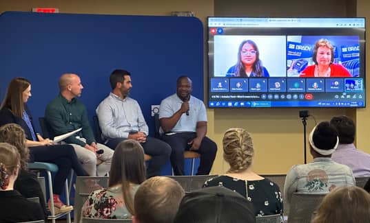 Brady employees participate in a panel discussion on what it means to be a strong ally