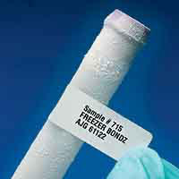A label on a frost covered cryogenic vial. 