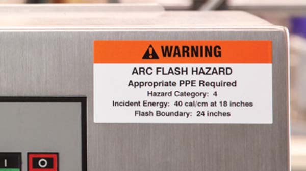 An arc flash warning label.