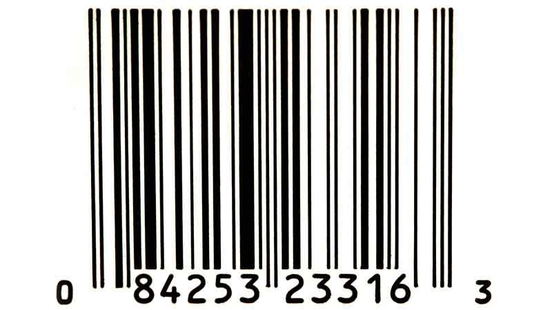 A UPC barcode showing the first 6 digits as the manufacturer number and the last 6 digits as the item number.