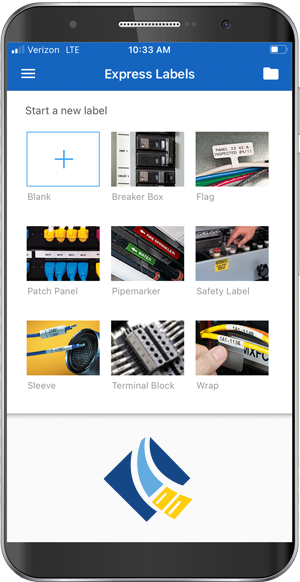 A screen capture of the Express Labels app