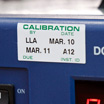 Calibration label on machinery