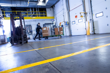 tape applied to a warehouse floor