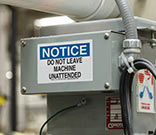 Maintenance label on machine