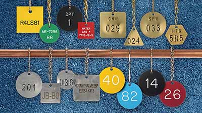 An assortment of valve tags.