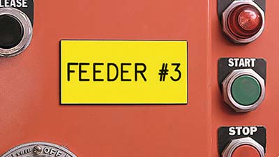 A control panel label.