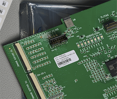 An i7500 label on a printed circuitboard showing the clarity of the printed label. 