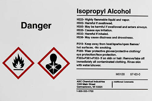 Example of a GHS label with a danger label