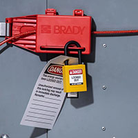 A raised panel lockout label.