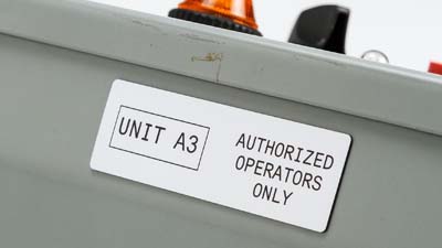 A raised panel label indicating that a machine is to only be used by authorized personnel.