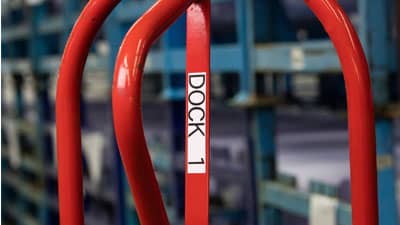 A brady multi-purpose nylon label applied to a hand dolly.