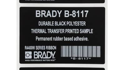An example of a Brady matte black polyester label applied to piece of equipment.